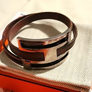 Hermes Big H leather bracelet